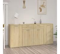 DJEKA Credenza, Credenza Soggiorno, Credenza Cucina Salvaspazio, Madia Cucina, Credenze Soggiorno, Rovere Sonoma 160x36x75 cm in Truciolato