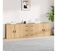 DJEKA Credenze 3 pz, Credenze Soggiorno, Credenza Soggiorno, Mobile per Cucina, Credenza Cucina Salvaspazio, Madia Cucina, Rovere Sonoma in Legno Multistrato
