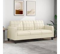 DJEKA Divano a 3 Posti, Divano Letto, Crema 180 cm in Similpelle