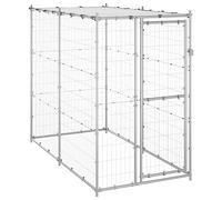 DJEKA Recinto per Cani da Esterno, Gabbia Cane, Gabbie per Cani, Box per Cani, Gabbia per Cani da Esterno in Acciaio con Tetto 110x220x180 cm