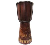 Djembe Drum intagliato Bongo africano ispirato musica principianti per bambini e adulti anche un'idea regalo unica. Carver astratto elefante giraffa tartaruga. (16 pollici, elefante)