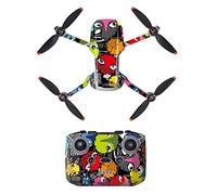 DJFEI Mavic Mini 2 Skin Adesivo Decals Set, Mini 2 Drone Decalcomania Impermeabile AntiGraffio di Protezione Guardia Skin Guard per DJI Mavic Mini 2 Drone e Telecomando (A)