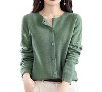 DJFOG - Cardigan in Cashmere da Donna, 2024, con Bottoni sul Davanti, Manica Lunga, Morbido e Caldo, Maglioni Elasticizzati (Verde Pino, Taglia L)