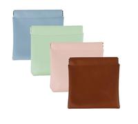 DJFOG Pouchic - Custodia organizer in pelle con chiusura a scatto, 4 pezzi, multifunzione, piccola borsa per il trucco per borsa, senza cerniera, piccola borsa per il trucco a chiusura automatica, 4