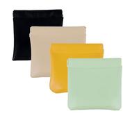 DJFOG Pouchic - Custodia organizer in pelle con chiusura a scatto, 4 pezzi, multifunzione, piccola borsa per il trucco per borsa, senza cerniera, piccola borsa per il trucco a chiusura automatica, 4