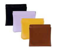 DJFOG Pouchic - Custodia organizer in pelle con chiusura a scatto, 4 pezzi, multifunzione, piccola borsa per il trucco per borsa, senza cerniera, piccola borsa per il trucco a chiusura automatica, 4