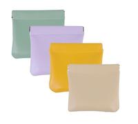 DJFOG Pouchic - Custodia organizer in pelle con chiusura a scatto, 4 pezzi, multifunzione, piccola borsa per il trucco per borsa, senza cerniera, piccola borsa per il trucco a chiusura automatica, 4