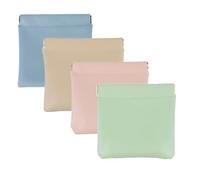 DJFOG Pouchic - Custodia organizer in pelle con chiusura a scatto, 4 pezzi, multifunzione, piccola borsa per il trucco per borsa, senza cerniera, piccola borsa per il trucco a chiusura automatica, 4