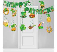 DJFOG Set per Festa di San Patrizio - Banner "HAPPY Patrick's", 12 Cartoline Doppie & 12 Spirali - Ideale per Casa, Scuola o Ufficio per Celebrare degnamente la Festa Nazionale Irlandese