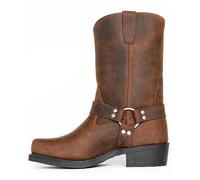 DJFOG Stivali da moto da uomo con punta quadrata, stivali da uomo con stivaletti con punta quadrata e cerniera laterale,Marrone,42