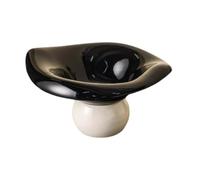 djgkENVQ cesto di frutta, Decorative Pedestal Bowl Round Breads Plate Snacks Fruit Basket for(Black White)