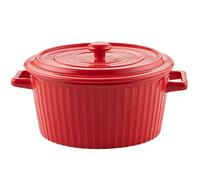 djgkENVQ Pirofila, Ramekins in porcellana con coperchio for la cottura di soufflé, casseruola con coperchio(Red)