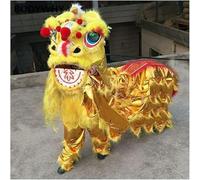 DJHGNFRDK Abito tradizionale cinese per la danza del leone, Costume da danza del leone cinese con testa di leone e pelliccia multicolore for sfilata(Yellow Set)