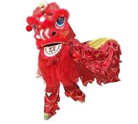DJHGNFRDK Abito tradizionale cinese per la danza del leone, Costume da danza del leone cinese con testa di leone e pelliccia multicolore for sfilata(Red Set)