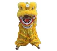 DJHGNFRDK Abito tradizionale cinese per la danza del leone, Costume da danza del leone mascotte cinese multicolore for bambini dai 5 ai 12 anni 14 pollici(Yellow)