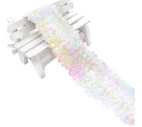 DJHGNFRDK Cordoncino Elastico, Nastro Elastico da Cucito con Paillettes e Pizzo, 45 mm, 3 Metri, Multicolore(AB Color)