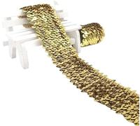 DJHGNFRDK Cordoncino Elastico, Nastro Elastico da Cucito con Paillettes e Pizzo, 45 mm, 3 Metri, Multicolore(Gold)