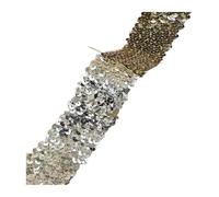 DJHGNFRDK Cordoncino Elastico, Nastro Elastico da Cucito con Paillettes e Pizzo, 45 mm, 3 Metri, Multicolore(Light Gold)