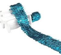 DJHGNFRDK Cordoncino Elastico, Nastro Elastico da Cucito con Paillettes e Pizzo, 45 mm, 3 Metri, Multicolore(Green Blue)