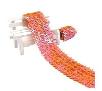 DJHGNFRDK Cordoncino Elastico, Nastro Elastico da Cucito con Paillettes e Pizzo, 45 mm, 3 Metri, Multicolore(Orange)