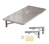 DJHGNFRDK Scrivania a muro sospesa, Tavolo pieghevole a parete in acciaio inossidabile 304 di varie dimensioni(L120xW60cm/L47xW24in)