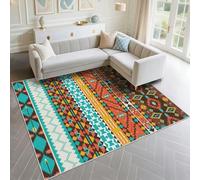 DJHWWD Camera Da Letto Ragazza Resistente All'Usura 160x200cm, Blu Tappeti Piccoli Geometria in stile nazionale arancione per soggiorno ragazzo