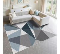 DJHWWD Tappeti Bimbi Non Slip 100x200cm, Blu Grigio modello geometrico moderno per soggiorno camera da letto adolescente