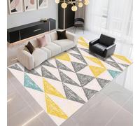 DJHWWD Tappeti Cucina Facile Manutenzione 80x150cm, Grigio-giallo Tappeti Piccoli Motivi geometrici moderni per la cucina e il corridoio