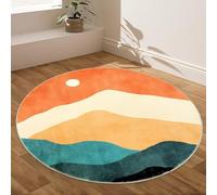 DJHWWD Tappeto Bambina Cameretta Lavabile In Lavatrice，Morbido 60X60cm,Zerbino Interno Geometria Circolare Moderna per Salotto,Casa Ingresso,Entrata
