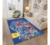 DJHWWD Tappeto Divano Alfombra Exterior 60x110CM di fiori rossi e gialli blu lungo Tappeti Per Cucina Da Esterno