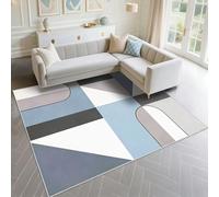 DJHWWD Tappeto Esterno Terrazzo Insonorizzazione 80x120cm, Blu Grigio Tappeto Piccolo Modelli geometrici moderni per il soggiorno in ufficio