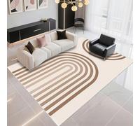 DJHWWD Tappeto Moderno Facile Da Pulire 100x200cm, Beige-marrone Strisce moderne per la camera da letto e il soggiorno
