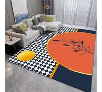 DJHWWD Tappeto Moto Cameretta Bambino 180x250CM a quadretti moderno blu arancione Tappeti Di Zona morbidi per bambini cucina