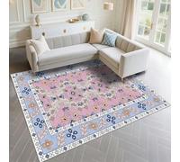 DJHWWD Tappeto Per Cameretta Bambini Non Slip 120x200cm, Blu Modo fiore moderno viola rosa salotto camera dei