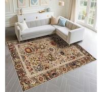 DJHWWD Tappeto Scendiletto Camera Da Letto Resistente All'Usura 160x250cm, Marrone Tappeti Piccoli Retro motivi di fiori per corridoio balcone all'aperto