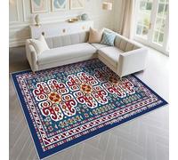 DJHWWD Tappeto Studio Non Slip 70x100cm, Blu Tappeti Piccoli Motivi geometrici in stile nazionale per il corridoio del soggiorno