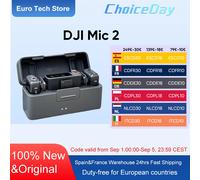 DJI Mic 2 Microfono lavalier wireless con cancellazione del rumore 32 bit 48 kHz Registrazione interna galleggiante Portata 250 m Batteria 18 ore con custodia di ricarica 1TX 1RX