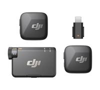 DJI Mic Mini (2 TX + 1 RX + Adattatore Lightning) per iPhone, Android e fotocamera, audio ricco di dettagli, cancellazione del rumore, limitazione automatica, microfono wireless per vlog, streaming