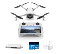DJI Mini 3 (con DJI RC) Bundle- Mini Drone con Fotocamera Leggero e Pieghevole con Video in 4K HDR, Autonomia di 38 Minuti, C0 (Lettore di schede + scheda di memoria + spina)