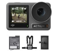 DJI Osmo Action 3 Outdoor Combo - Action cam 4K/120 fps con cintura pettorale e da zaino per escursioni e ciclismo, FOV ampissimo, HorizonSteady, resistente al freddo, fino a 320 min con 2 batterie