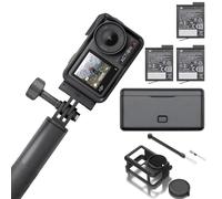 DJI Osmo Action 4 Combo Adventure Bundle - Action cam impermeabile 4K/120fps, sensore da 1/1.3 pollici, 10 bit e D-Log M, FOV di 155º ultra ampio, fino a 7,5 ore con 3 batterie extra per i vlog