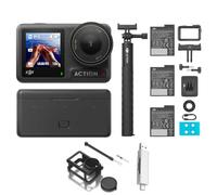 DJI Osmo Action 4 Combo Adventure Bundle - Action cam impermeabile 4K/120fps, sensore da 1/1.3 pollici, 10 bit e D-Log M, FOV di 155º ultra ampio, fino a 7,5 ore con 3 batterie extra per i vlog