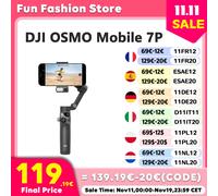DJI Osmo Mobile 7P Stabilizzatore per iPhone, Android, Tracciamento nativo, Illuminazione, Stabilizzatore 3 assi per smartphone, Avvio rapido, Manico telescopico e treppiede integrati