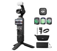 DJI Osmo Pocket 4 Combo Creator, fotocamera stabilizzata tascabile per vlog, CMOS da 1″ e 4K/240fps, 107 GB di memoria integrata, Trasmettitore Mic 3 (Set di 3 filtri)