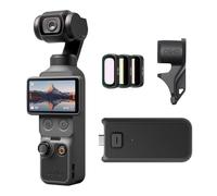 DJI Osmo Pocket 4 Combo da viaggio, fotocamera stabilizzata tascabile per vlog, CMOS da 1″ e 4K/240fps, stabilizzazione a 3 assi, impugnatura con batteria integrata, filtri ND