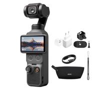 DJI Osmo Pocket 4 Combo Essential, fotocamera stabilizzata tascabile per vlog, CMOS da 1″ e 4K/240fps, 107 GB di memoria integrata (Supporto Tracoll Spina di ricarica)