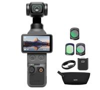 DJI Osmo Pocket 4 Combo Essential, fotocamera stabilizzata tascabile per vlog, CMOS da 1″ e 4K/240fps, 107 GB di memoria integrata (Set di 3 filtri)