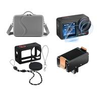 DJI Set di accessori 4 in 1 per DJI Osmo Action 5, accessori per fotocamera d'azione con pellicola protettiva per lo schermo, custodia protettiva in silicone, supporto magnetico, set di accessori per