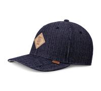 Djinns 6 Panel Cap Truefit Denim Wishy Berretto da Baseball Logo Patch IN Pelle