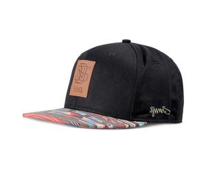 Djinns 6 Spicchi Cappello da Baseball Aztec pelle Nera Etichetta Toppa Berretto